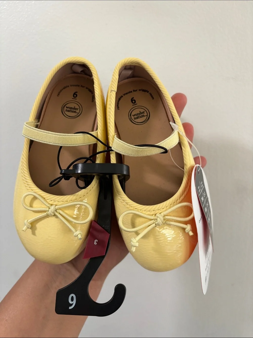 wonder nation Yellow Patent Mary Jane Flats with Bow Accent